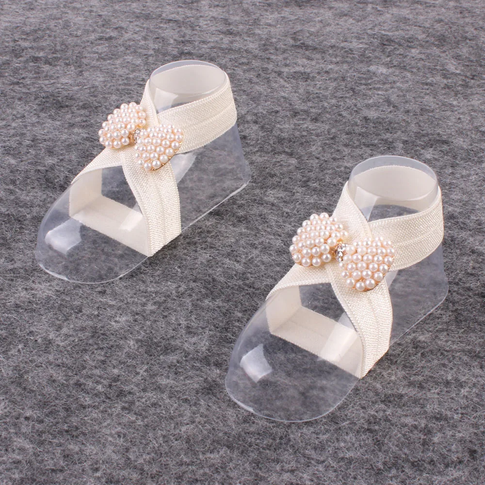 Аксессуары для волос новорожденных эластичный жемчужный браслет ног с бантиком