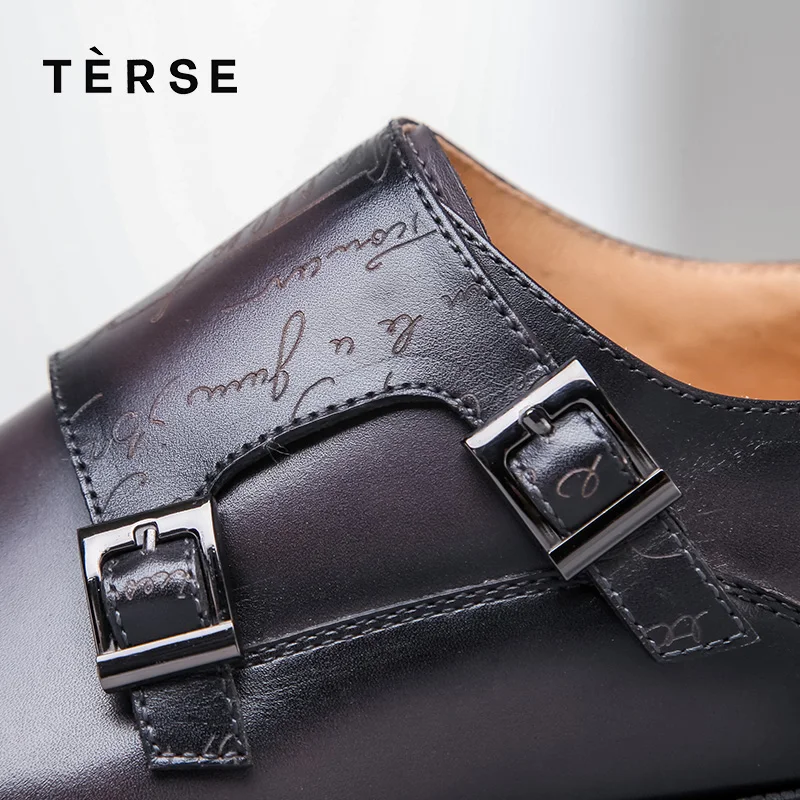 TERSE_Leather монах обувь для мужчин ручной работы винтажные туфли наивысшего качества