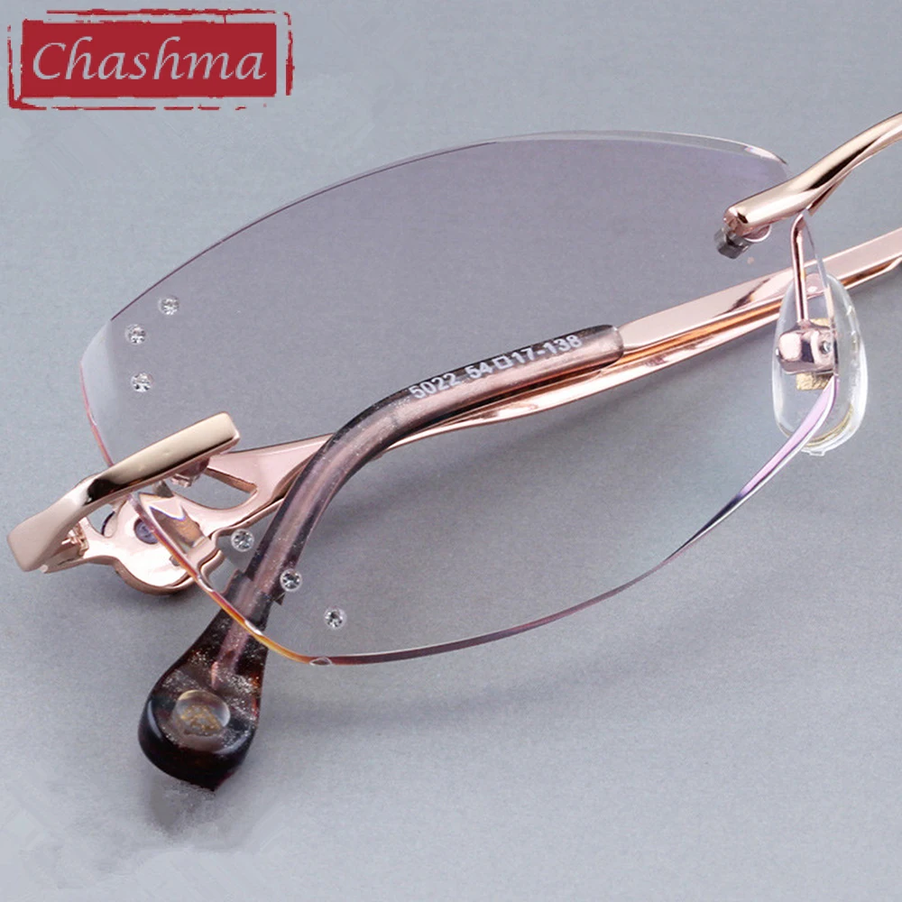 Бренд Chashma, алмазные Стразы, цветные линзы по рецепту, модные женские фиолетовые титановые оправы для очков