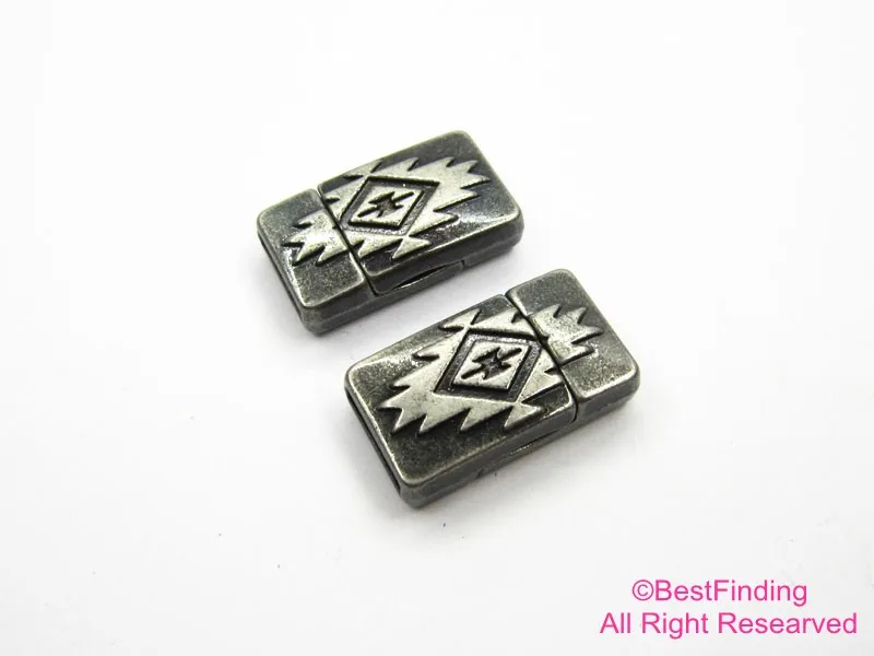 10 мм магнитные застежки античный оловянный 10х2 этнический тисненый кожаный