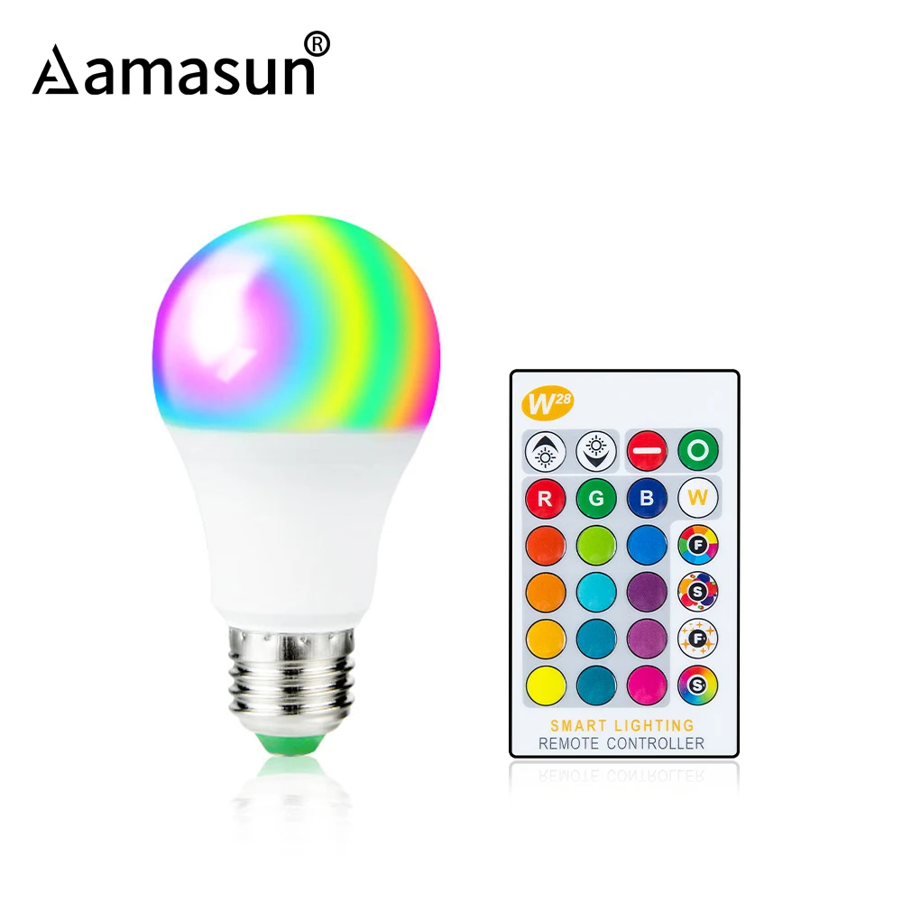 85 265 в E27 RGB лампа ночник 5 Вт 10 15 Светодиодная 16 видов цветов RGBW RGBWW 28 Ключ ИК пульт