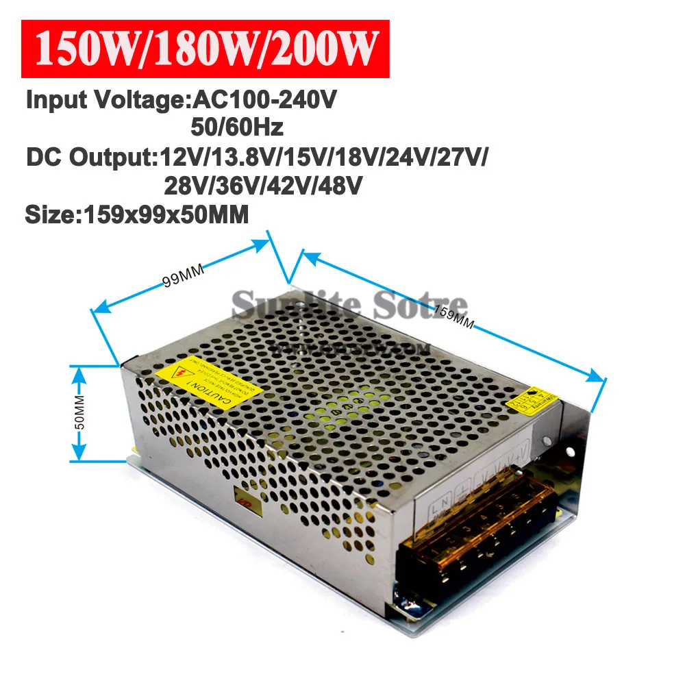 Блок питания DC 12V 13,8 V 15V 18V 24V 27V 28V 30V 32V 36V 42V 48V 120W 200W 360W 500W 600W 800W 1000W световой трансформатор 1200 Вт