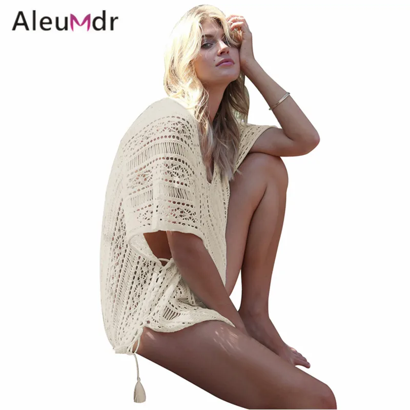 Aleumdr Summer Dress Beach Womens Bathing Suit Cover-ups Crochet Knitted Tassel Tie Cover Up Beachwear LC42183 Saida De Praia |