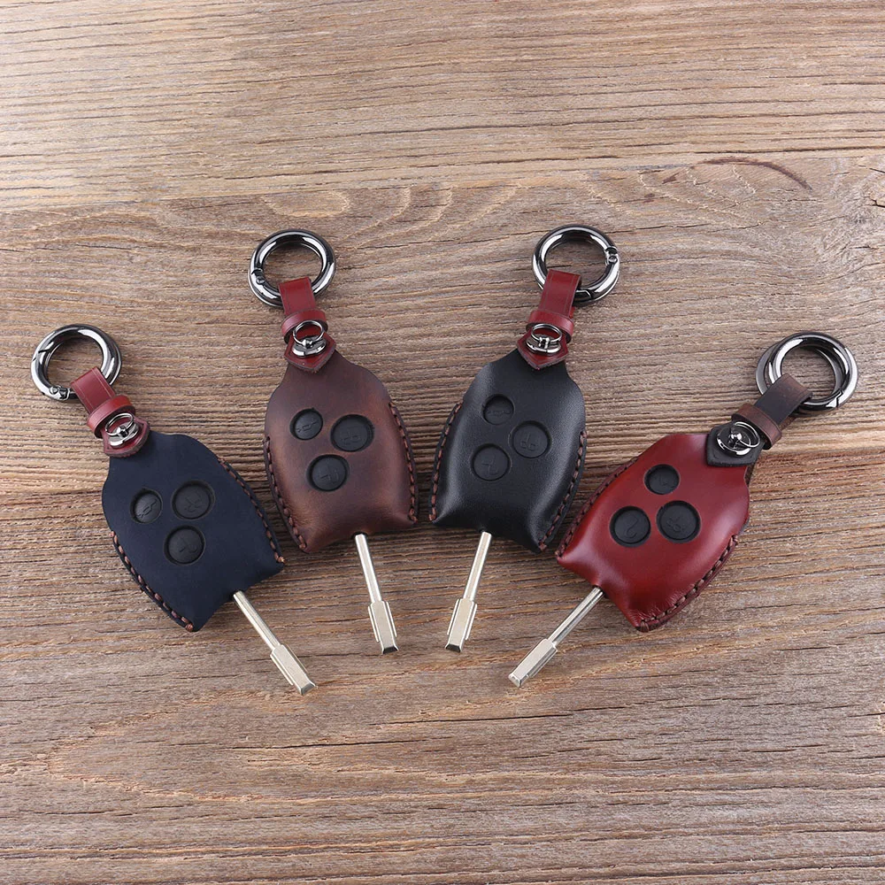 DANDKEY 3 кнопки Натуральная кожа Защитный чехол для ключей Ford Mondeo Fiesta Focus Ka Transit