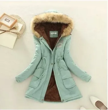 Danjeaner New Parkas Female Women Winter Coat Thickening Cotton Winter Jacket Women Outwear Slim Parkas for Women Winter - Цвет: Bean green