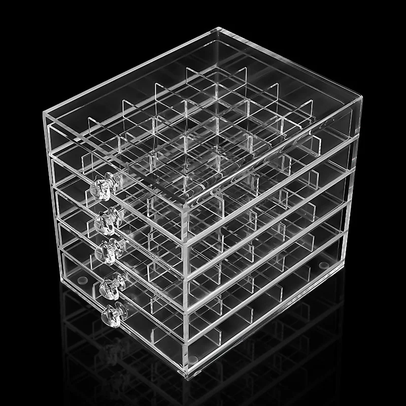 

Transparent Nail Art Storage Box 5 Layer 100 Grid Large Capacity Organizer Case for Manicure Tool 669