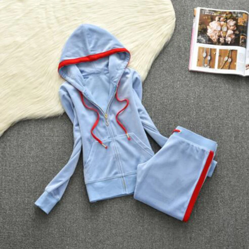 Spring / Autumn 2019 Women's Brand Tracksuit Velvet Cloth Suit Velor Sweatshirts &amp Pants size S-XL | Женская одежда