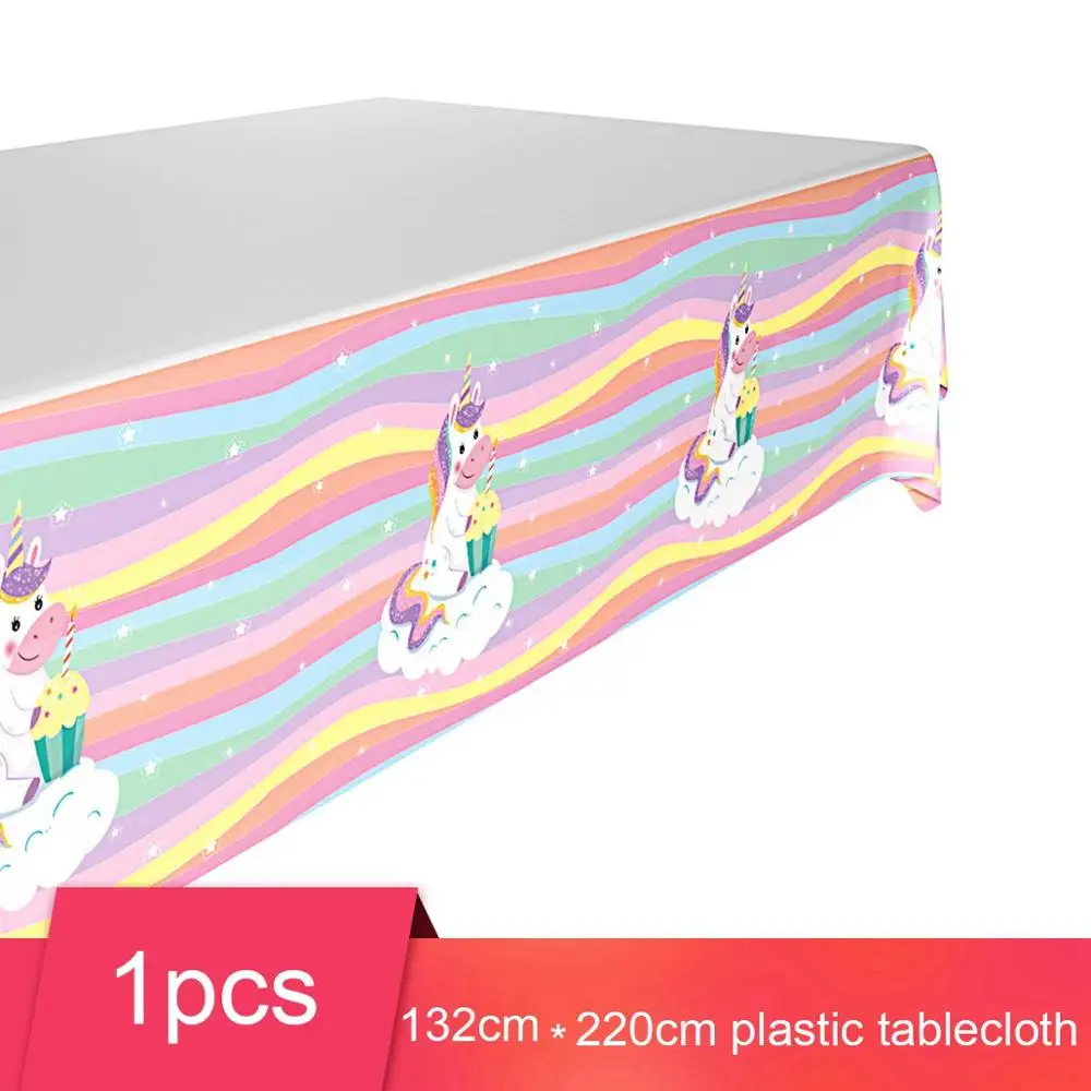 Unicorn Tablecloth QIFU/вечерние украшения в виде единорога, принадлежности для вечеринки в честь Дня Рождения, вечерние воздушные шары, набор для девочек, декоративные украшения для детского душа - Цвет: Unicorn Tablecloth