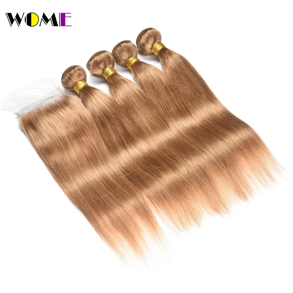 Wome прямые волосы с закрытием удлиненные de Cabello медовые светлые пучки не Реми