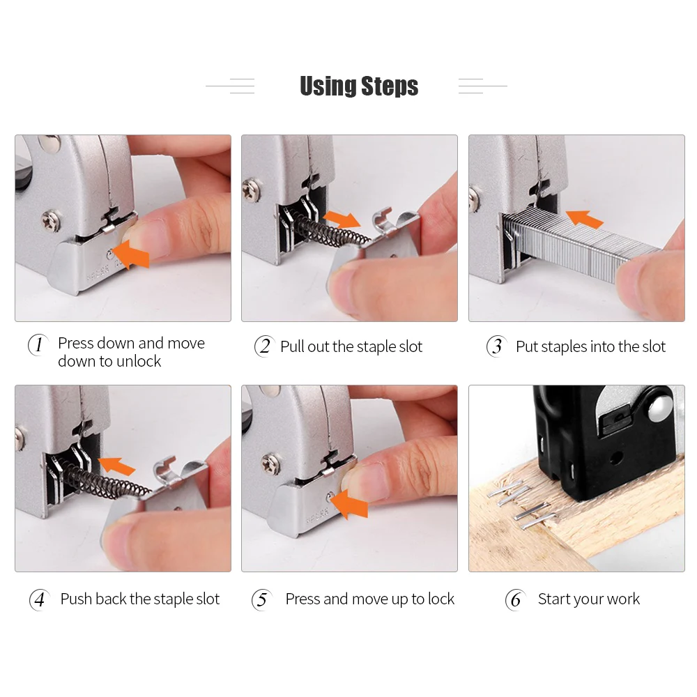 Сверхмощный ручной пистолет дверной степлер для ногтей инструмент с 1000 шт. скобы