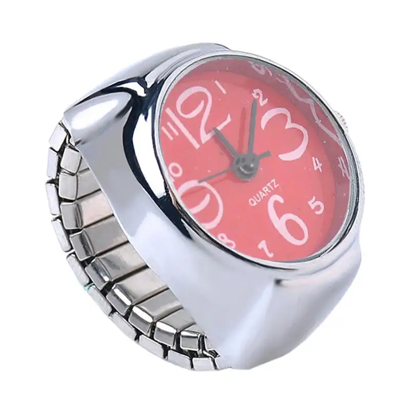 red Горячие персонализированные унисекс пара кольцо часы креативные эластичные из нержавеющей стали палец часы - Цвет: red