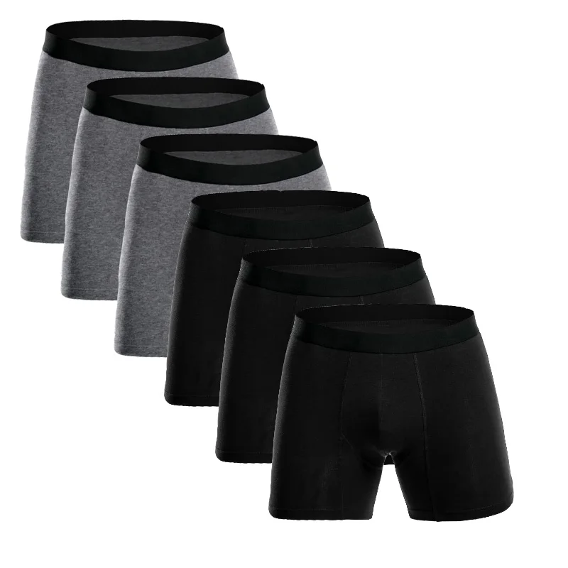 3Black 3Gray Европейский размер размера плюс хлопок Мужское нижнее белье боксеры шорты длинные ноги комфорт Мужское нижнее белье мужские hombre боксеры marca s m l xl XXL - Цвет: 3Black 3Gray