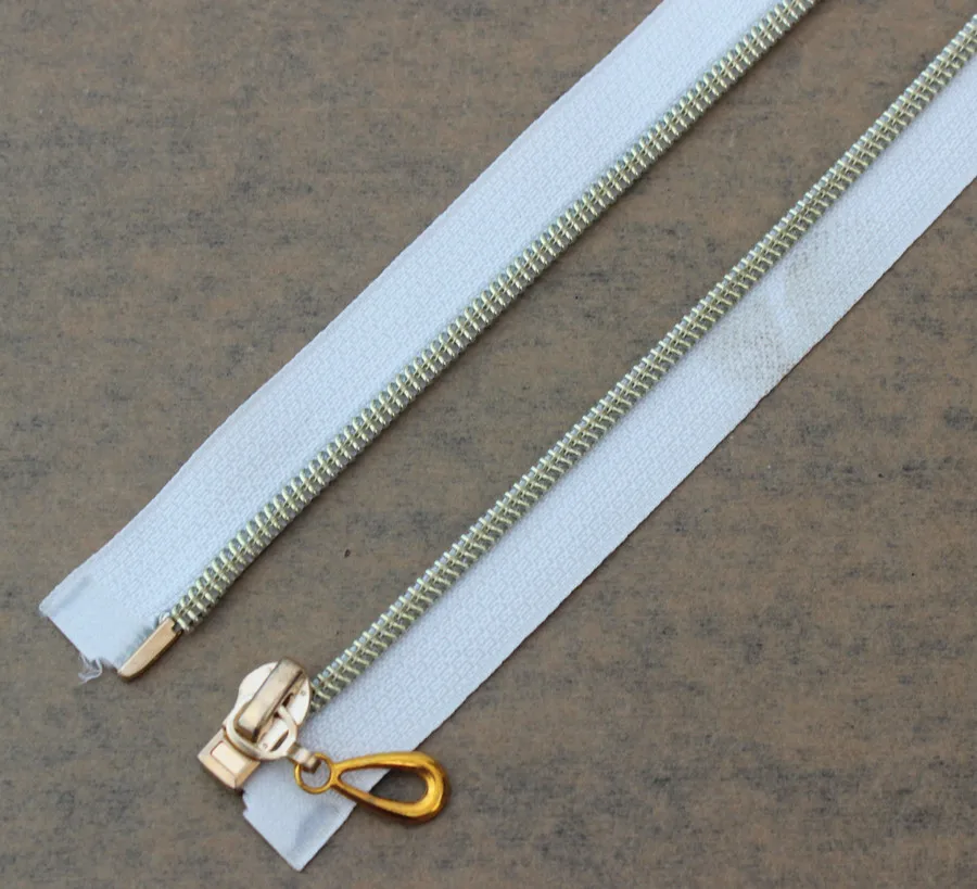5 шт. молнии Открытый Конец Белый металл молния золотые зубы ремесло для шитья 40