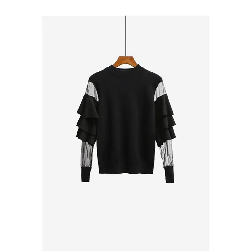 Женский джемпер с оборками ALPHALMODA пуловер рукавами из марлевой ткани