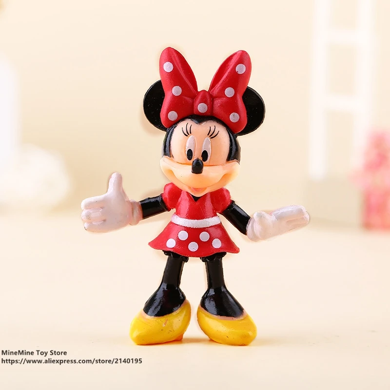 DISNEY Mickey Mouse Minnie 4pcs/set 7.5cm Action Figure Posture Anime Decoration Collection Figurine Toy model for children gift | Игрушки и