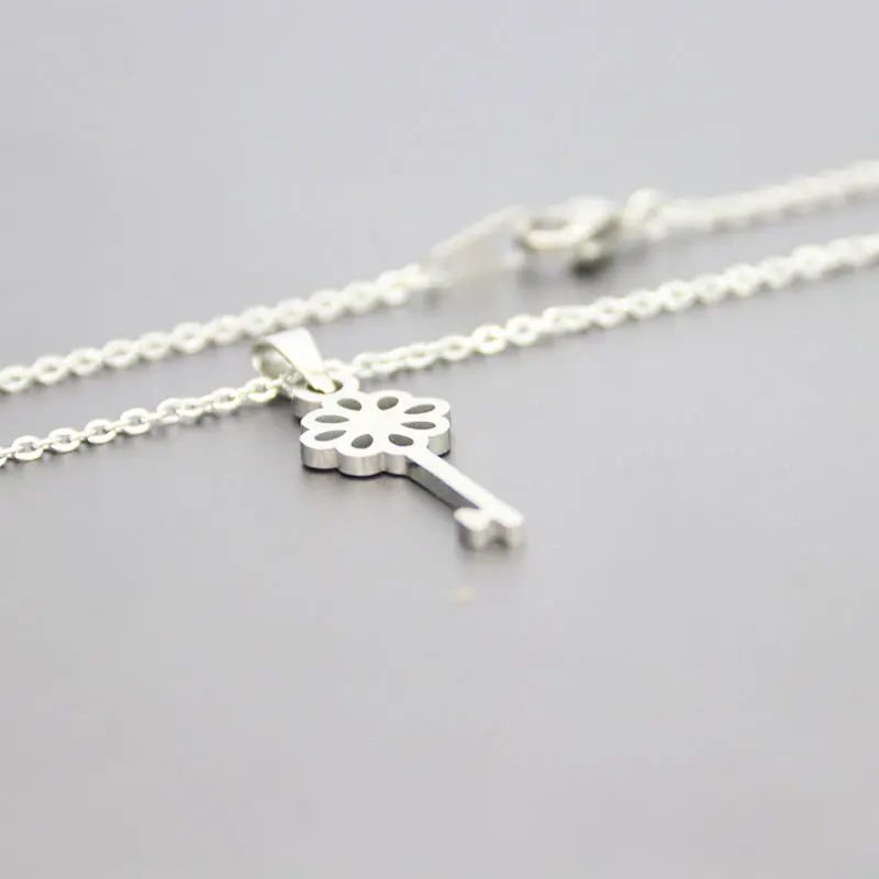 1 шт. Новое поступление ожерелье с милым ключом подвески из нержавеющей стали