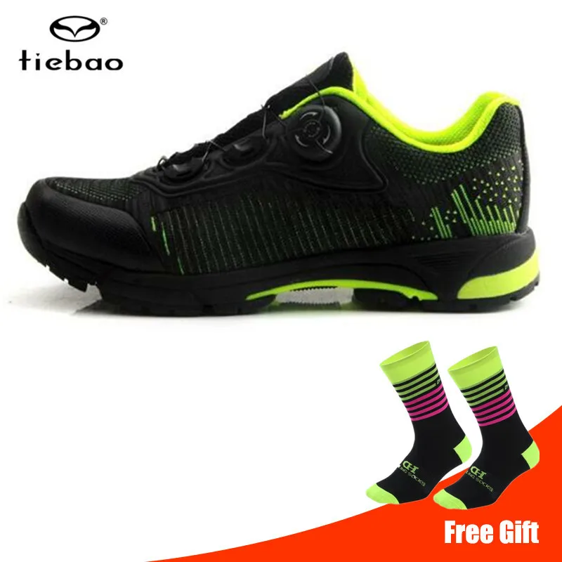 add socks TIEBAO/Обувь для велоспорта, для отдыха, SPD, с педалями, набор замков, мужские кроссовки для горного велосипеда, самоблокирующаяся обувь для езды на велосипеде, bicicleta - Цвет: add socks