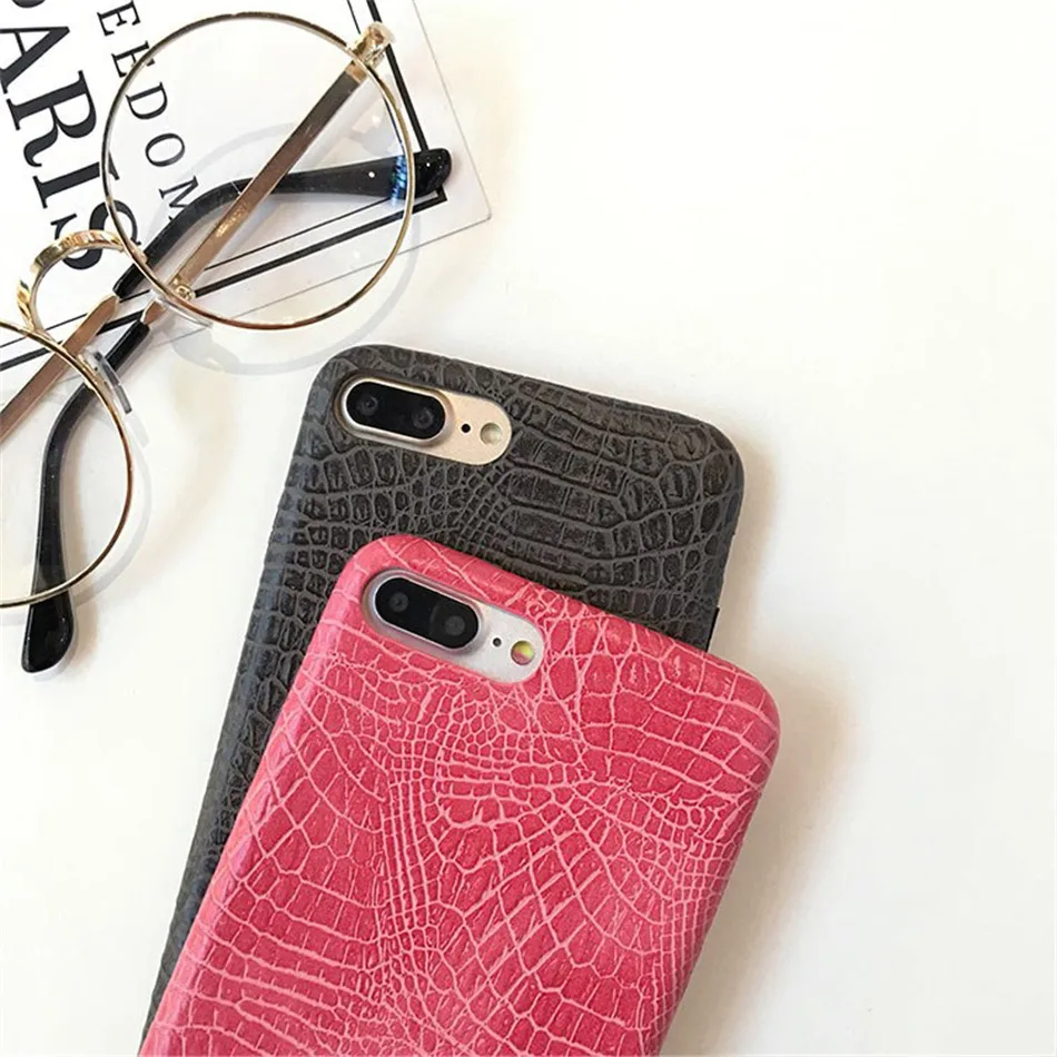 Ottwn PU крокодиловая текстура чехол для iPhone 6 7 8 Plus X XR XS Max ультра тонкие кожаные чехлы для iPhone 6 6S Plus мягкая задняя крышка