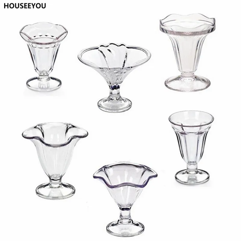 Акриловая прозрачная чашка для мороженого из поликарбоната песка и льда