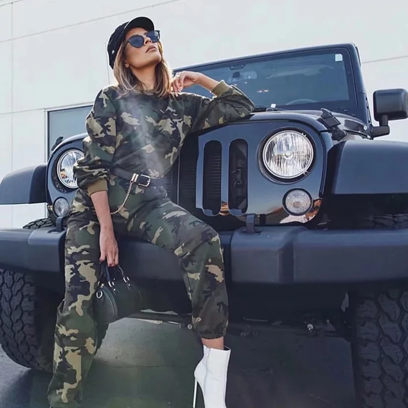 Модные Военные камуфляжные штаны с цепочкой, женские армейские черные свободные камуфляжные штаны с высокой талией, уличные спортивные штаны для бега