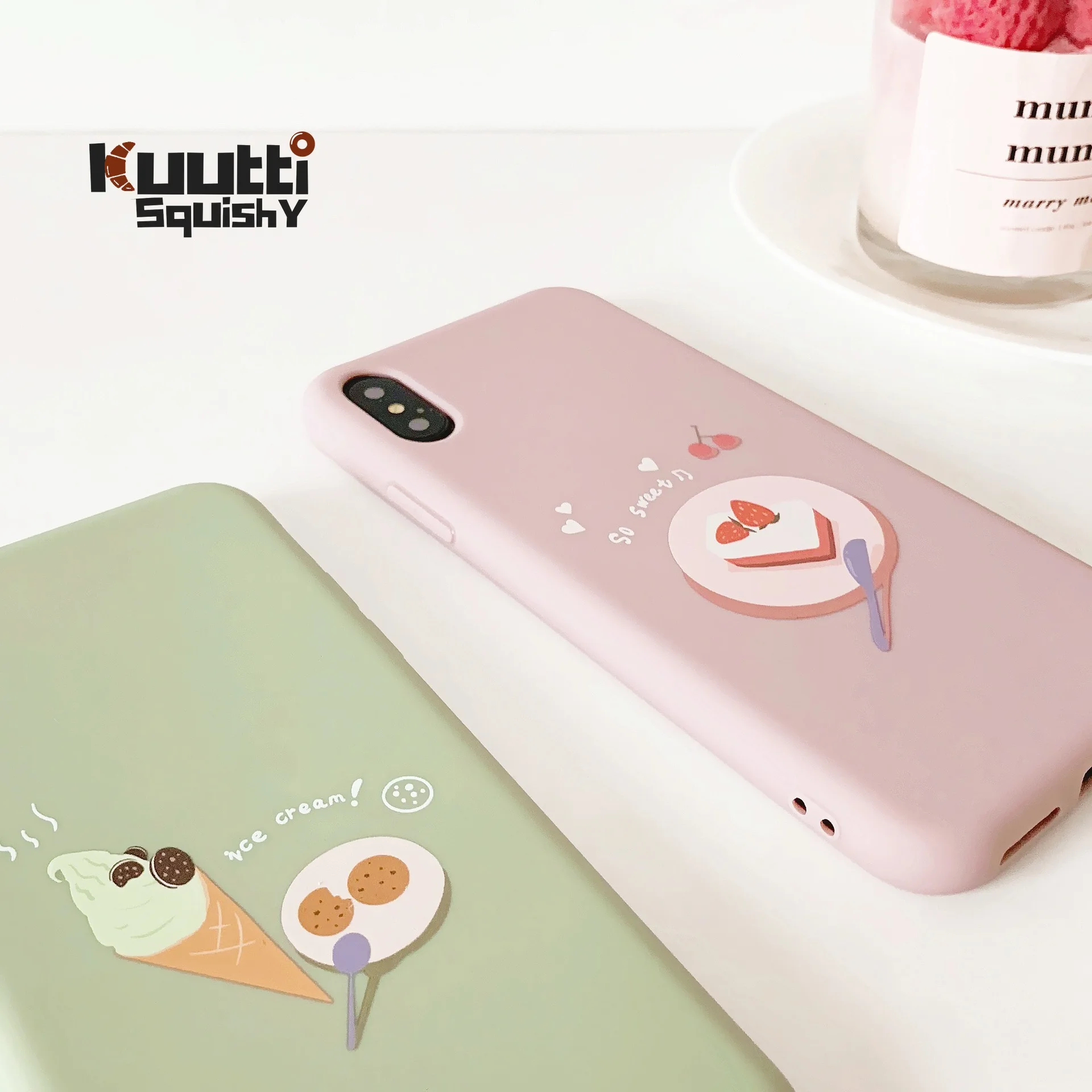 Kuutti мягкие чехлы для телефонов с милым розовым и зеленым десертным пирогом