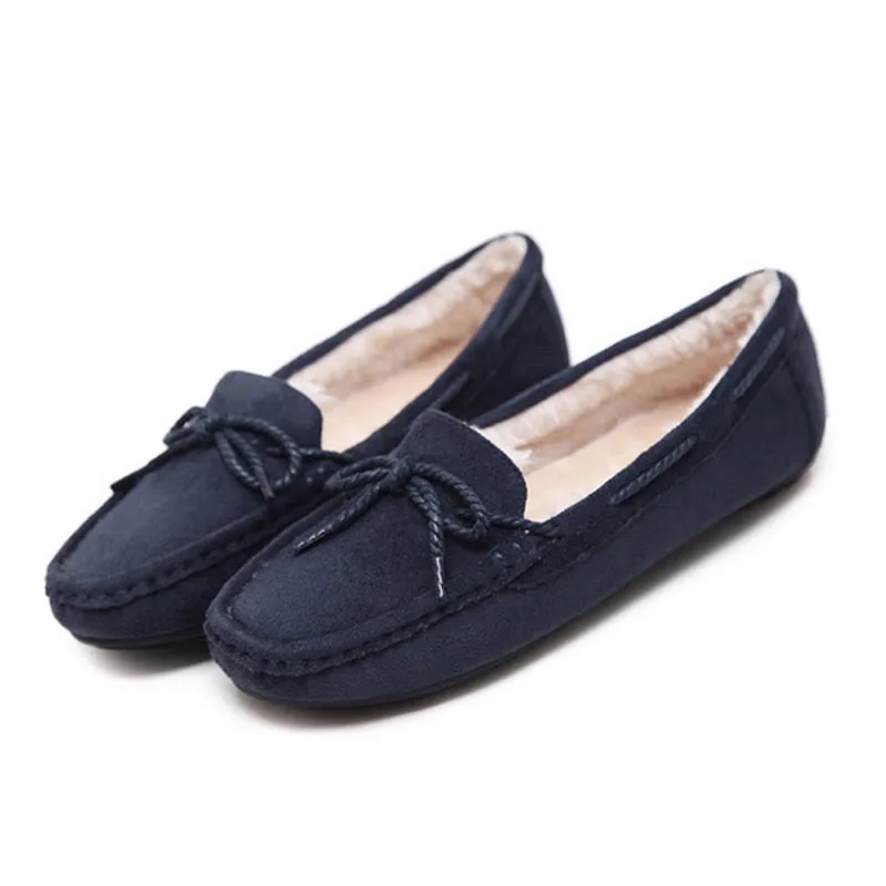 Road Track Solid Color Round Head Casual Shoes Bow Plus Flowers Velvet Warm Flat XWA1168-45 | Обувь