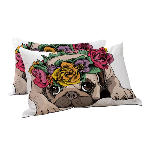 BlessLiving Puppy Sleeping Down Alternative Throw Pillow Love Pug Rose Body Pillow Valentine's Day Gift Kawaii Dog Bedding 1pc 5