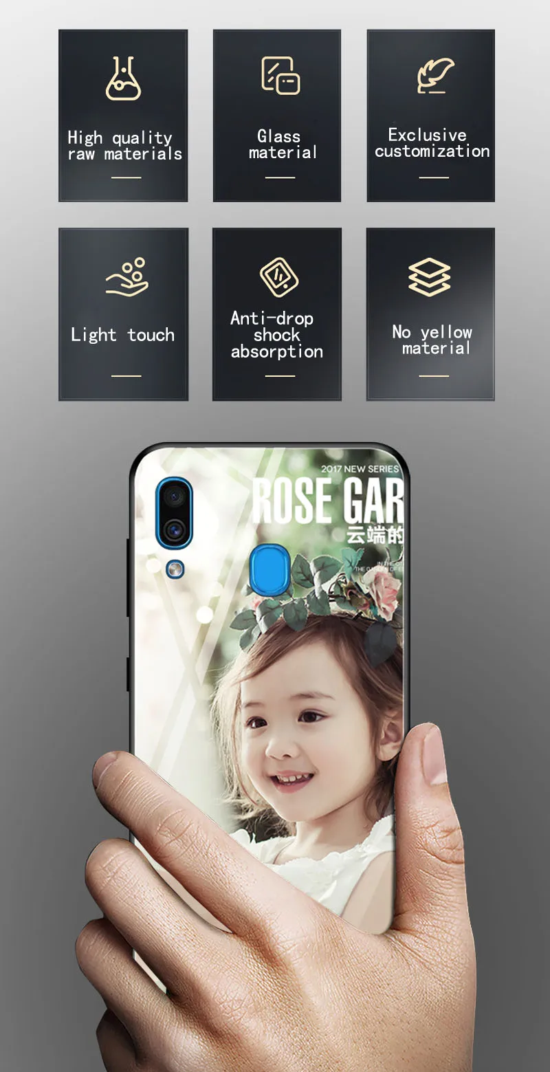 DIY фото по индивидуальному заказу чехол для телефона samsung Galaxy S8 s9 Plus Примечание 8 9 A8 A6 плюс M10 M20 a30 A50 S10+ S10E закаленное Стекло крышка