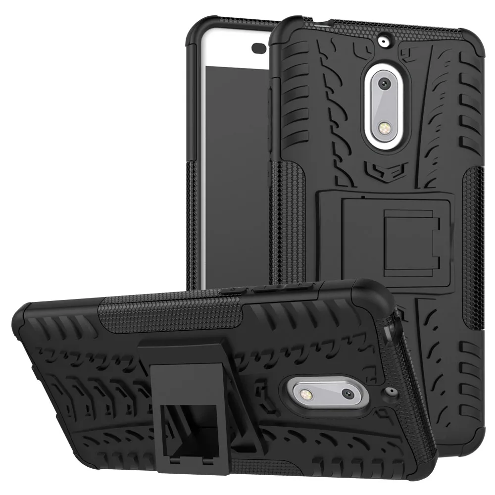 Двухслойный Жесткий ПК + ТПУ Гибридный Прочный чехол для Nokia 6 2017 с подставкой