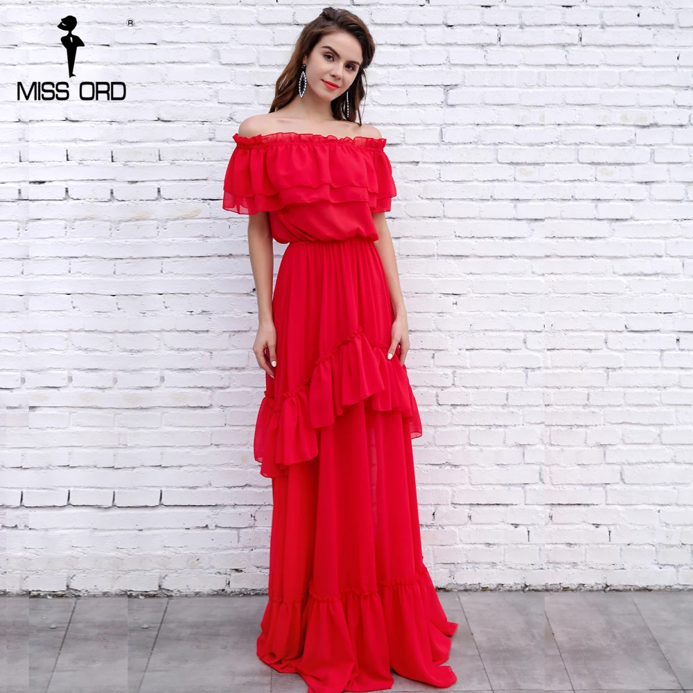 Missord 2021 Сексуальное Платье макси с открытыми плечами и оборками FT8330|maxi dress|off shoulder