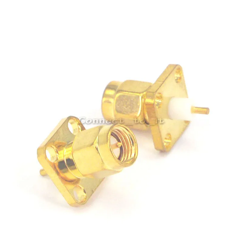 100 шт. SMA штекер разъем 4 отверстия Панель Крепление провод припоя Разъем|connector