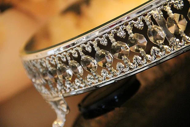 18 дюймовые хрустальные бусины подставка для торта Посеребренная зеркальная