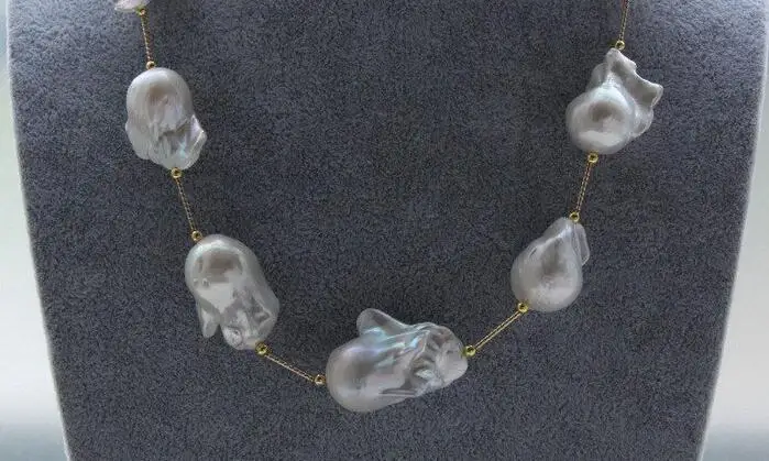 stunning NEW 20&quot 26mm baroque white Reborn keshi pearls necklace magnet clasp | Украшения и аксессуары