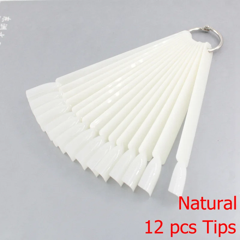 Nature-12 Pcs Накладные ногти вентилятор натуральный прозрачный и черного цветов, на возраст 12/24/32/50 шт./компл. палец отделениями для карточек и полностью нейл-арта Дисплей Практика Польский все для маникюра - Цвет: Nature-12 Pcs