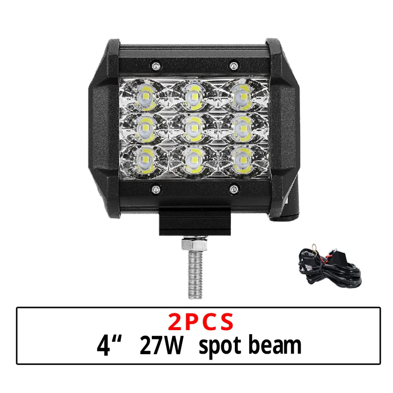 4inch 27w spot beam Partol 4 7 12 20 22 21 23; большие размеры 34-42 50 дюймов светодиодный светильник бар для Turcks 3-рядная прямые изогнутые светодиодный бар 12v 24v 6000K для внедорожник ATV - Цвет: 4inch 27w spot beam