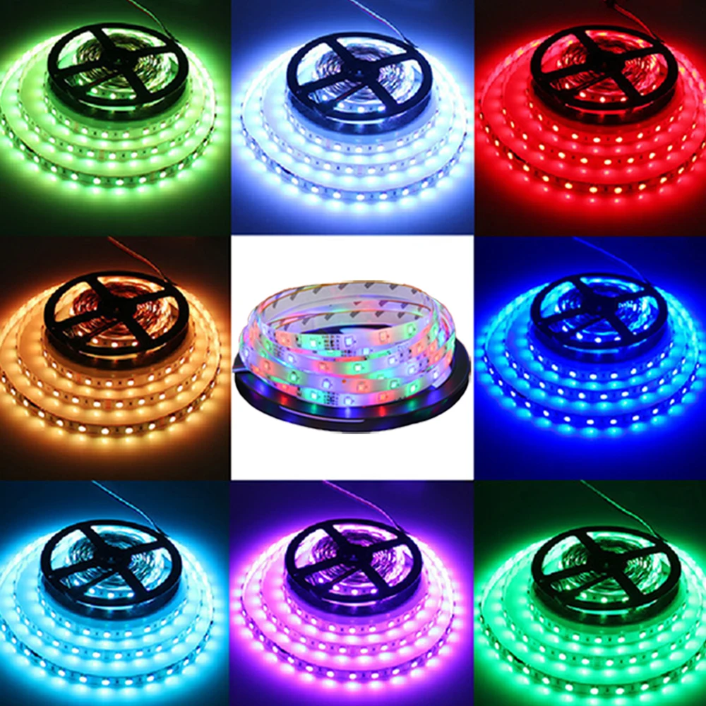 Светодиодные ленты светильник 5050 2835 RGB светодиодный светильник Водонепроницаемый 60 Светодиодный s/М гибкий диода лента теплая белая полоса DC 12V адаптер переменного тока 5 м/компл