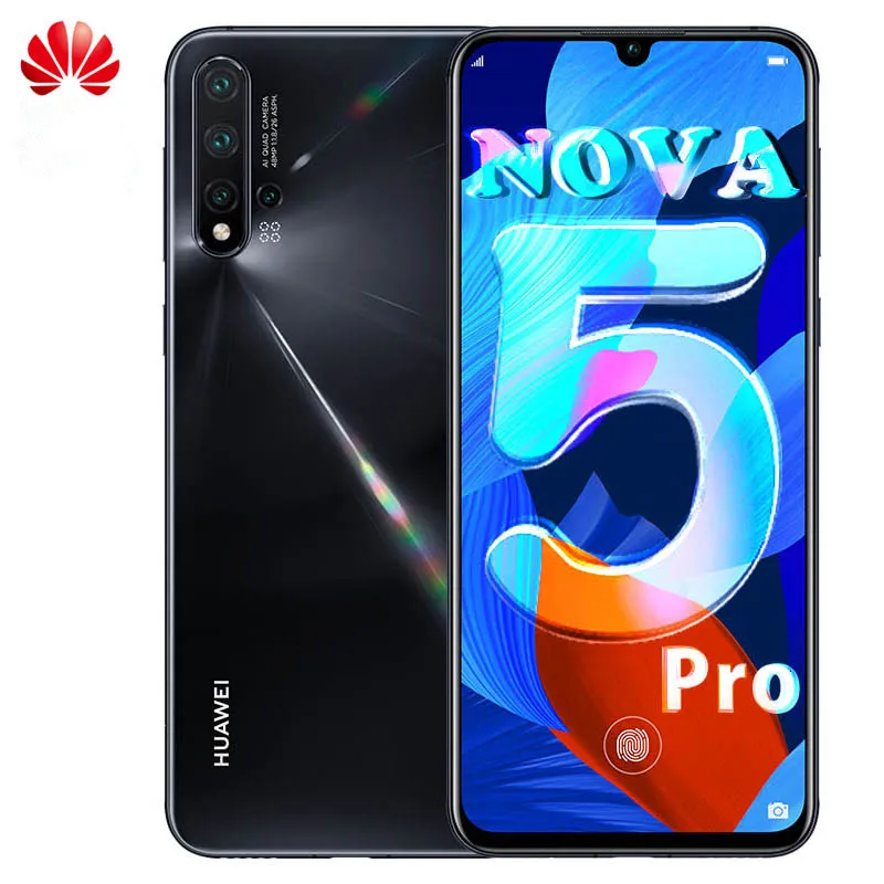DHL Быстрая HuaWei Nova 5 Pro мобильный телефон Kirin 980 Android 9,0 6,3" ips 2340X1080 8 Гб ram 256 ГБ rom МП NFC