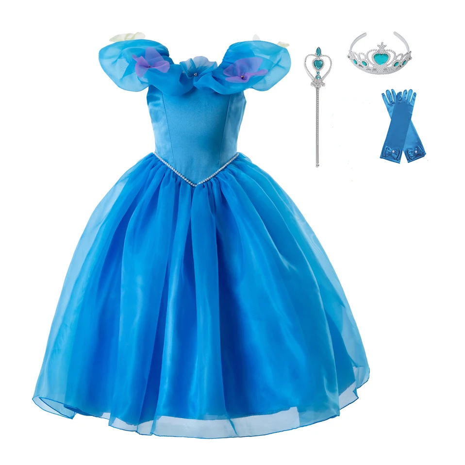 Pettigirl Princess Cosplay Elegant for Girls Dress Cinderella Dresses with Flowers Party Costume Kids Clothes 2020 GD50613-3 | Детская