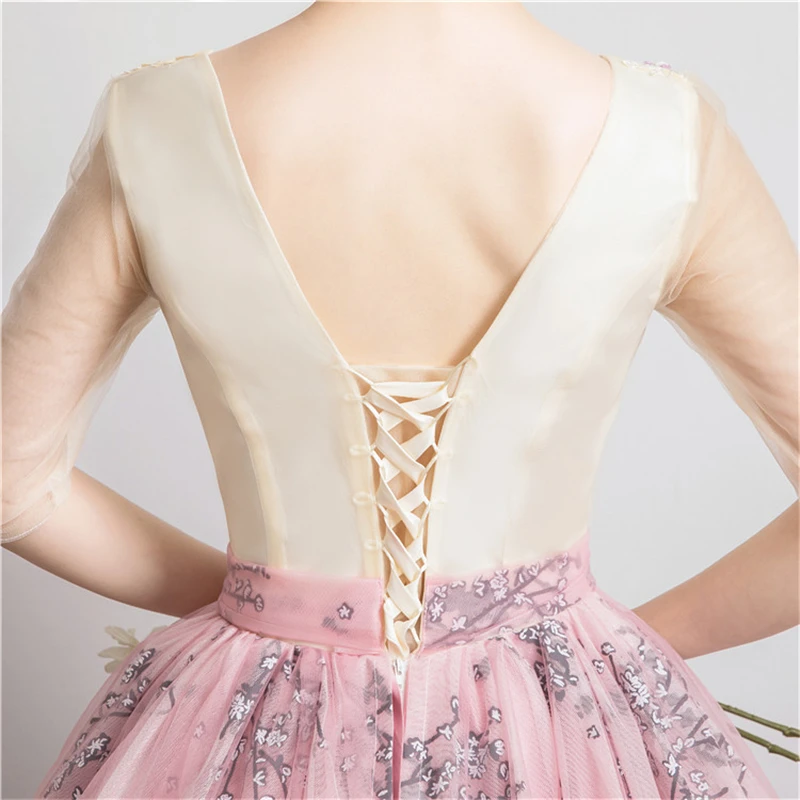 

Robe De Soiree High Grade V-Neck Long Evening Dress Beading Applique Bow Ball Gown Party Prom Solo Performance Host Dress 35