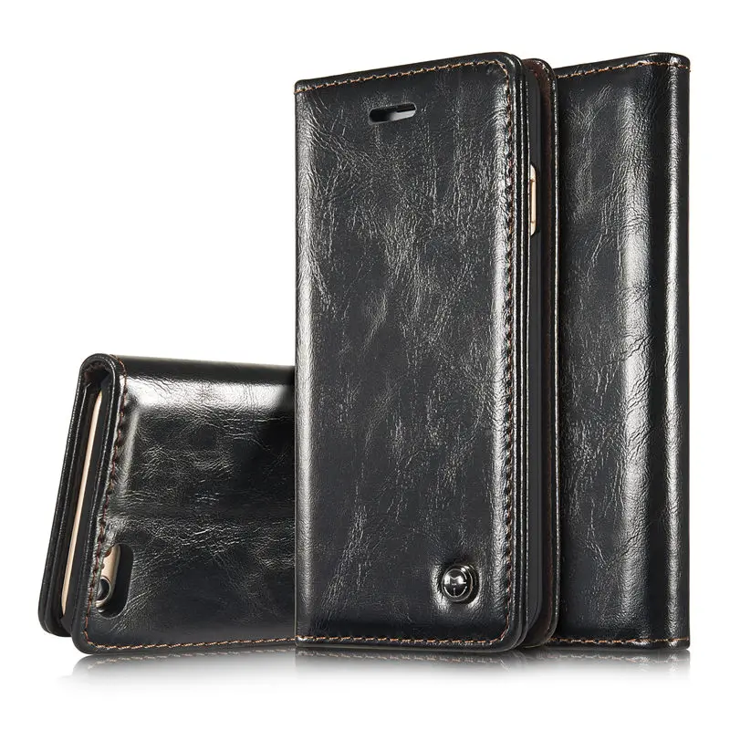 Для iphone 6s Case Кожа Натуральная Флип Магнитный Кошелек Luxury с Слот Карты Стенд