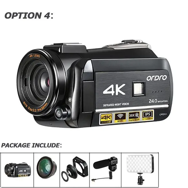 ORDRO HDR-AC3 UHD 4K цифровые видеокамеры FHD 1080P 24MP WiFi 3," сенсорный экран 30x зум Мини видеокамеры DV Cam цифровые камеры - Цвет: Option4