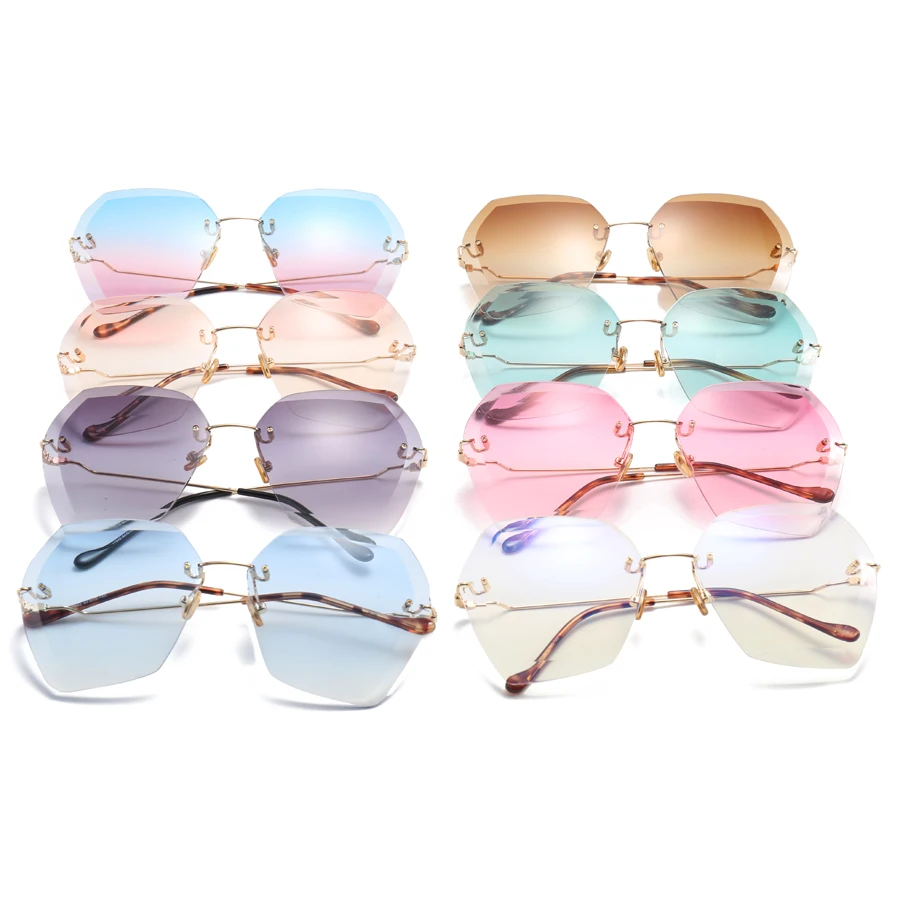 Rimless Sunglasses Mirrored Women Sun Glasses For Men Polarized Frameless Womens Designer Luxury | Аксессуары для одежды