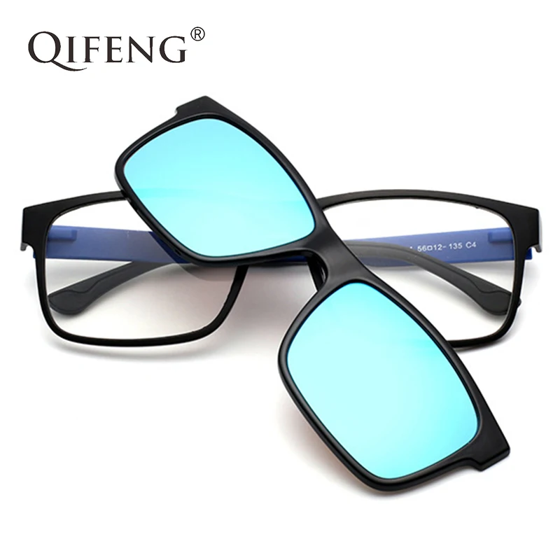 Optical Eyeglasses Frame Men Women With Clip On Magnets Polarized Sunglasses Myopia Eye Glasses Spectacle Frame QF053