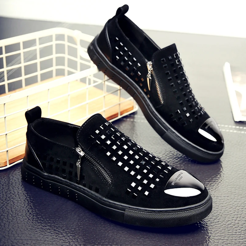 Luxury Sliver Rivets Men Genuine Leather Causal Shoes Loubuten Comfortable Party Flats Round Toe Zapatos Hombre | Обувь