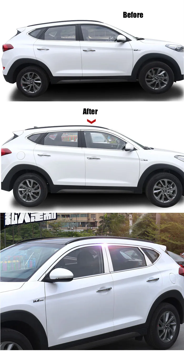 Автомобиль из нержавеющей стали для hyundai Tucson хромированная оконная формовочная подкладка крышка рамка украшение автомобиля Стайлинг