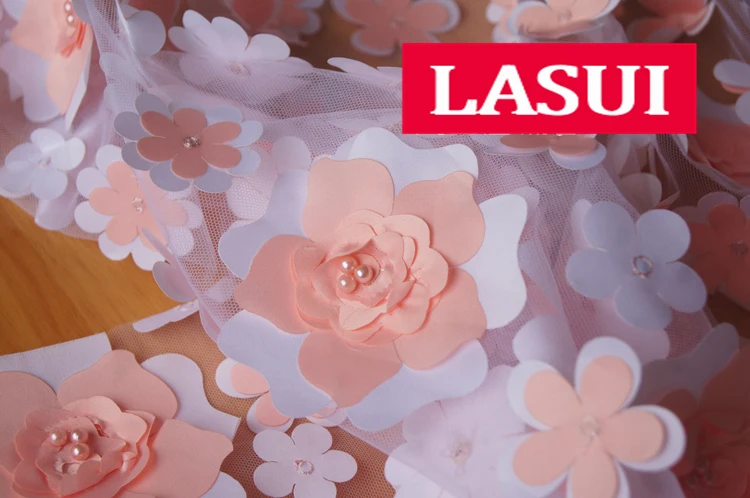 LASUI 1y = 1 лот изящная 3D Цветочная вышивка сетчатая кружевная ткань тяжелая