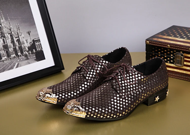 Новинка модная мужская обувь в деловом стиле мужские туфли-оксфорды клетку