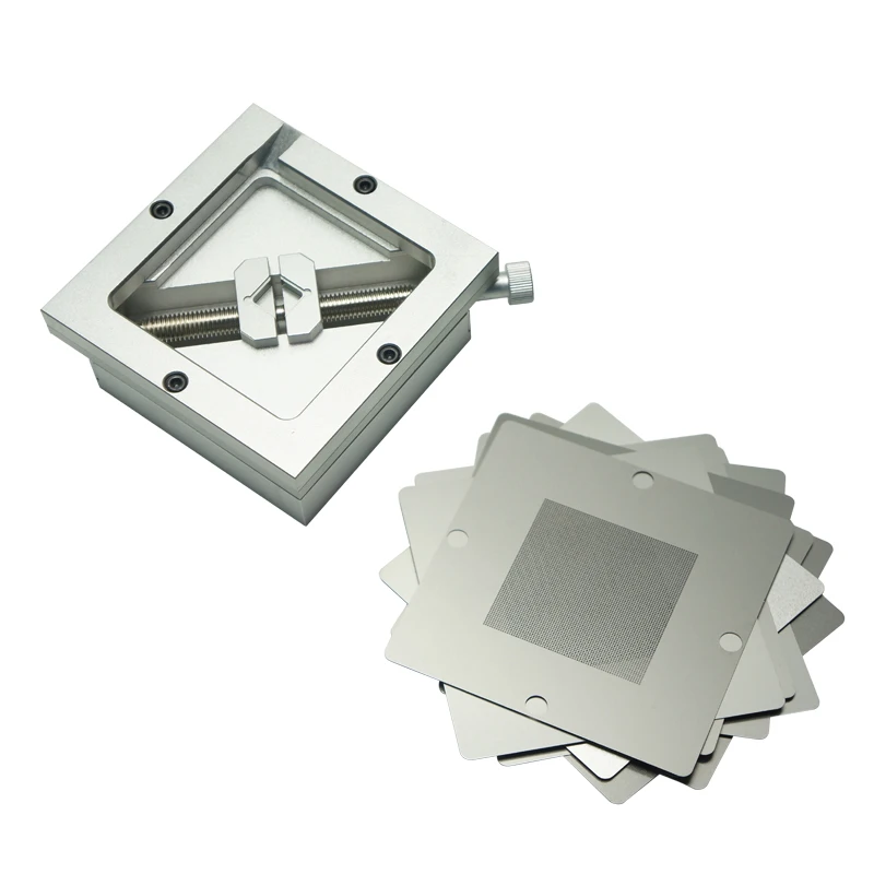 

Silver BGA Reballing Kit 90*90mm 90x90mm Reballing Station with 10 PCS Universal BGA Stencils