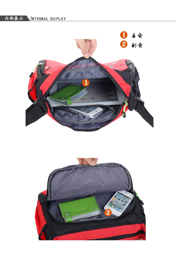 One shoulder inclined across new sports recreation bag in summer |