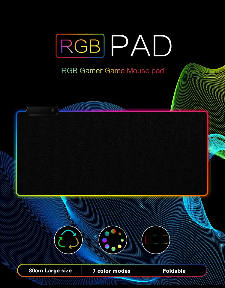 RGB светодиодный коврик для мыши большой коврик для мыши USB Проводное освещение игровой геймер Коврик для мыши Клавиатура Нескользящая цветная светящаяся для ПК коврик для мыши